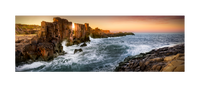 waves crash in at sunset at Bombo Quarry. Golden light  at New South Wales, Australia. Shaun Trainer photography. Purchase fine art landscape photography prints. Luxury Interior design ideas.