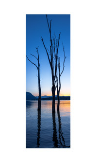 sunset dusk at lake moogerah overlooking the mountains in the background. Queensland, Australia. Panoramic photograph, Shaun Trainer photography. Purchase fine art landscape photography prints. Vertical panoramic photograph. Luxury Interior design ideas.