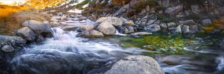 Icy cold water run through the Snowy River. New South Wales, Australia. Panoramic photograph, Shaun Trainer photography. Purchase fine art landscape photography prints. Luxury Interior design ideas.